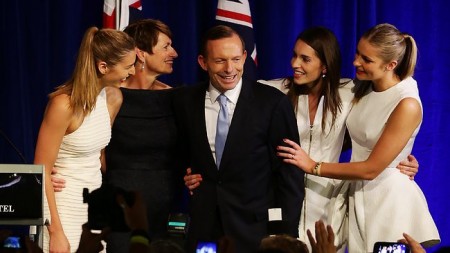 Tony Abbott and his 'women' (image from news.com.au)