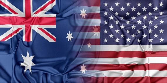 Merged Australian and US flags