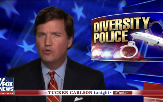 Tucker Carlson screenshot on a segment titled "Diversity Police"