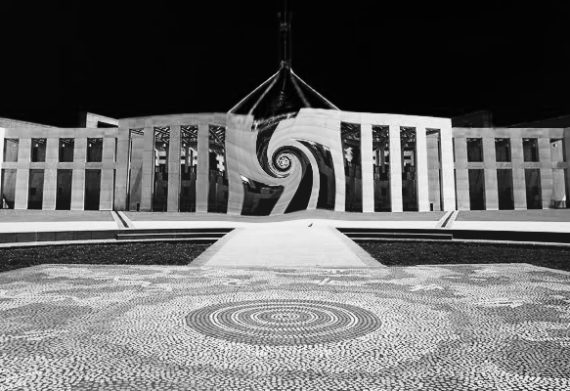 Black and White Parliament House image distorted