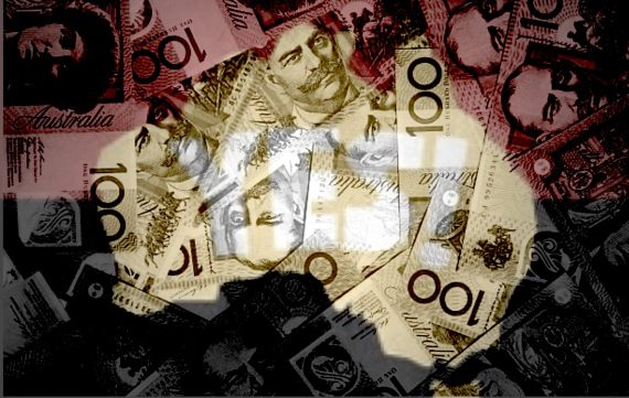 A graphic featuring Australian currency and the Yes logo signifying the dangerous influence of money on the democratic process