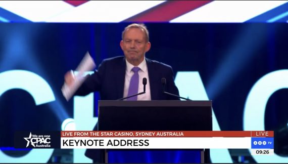 Tony Abbott greets the crowd at CPAC Australia