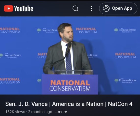 Screenshot of JD Vance at NatCon conference, Washington 2024.