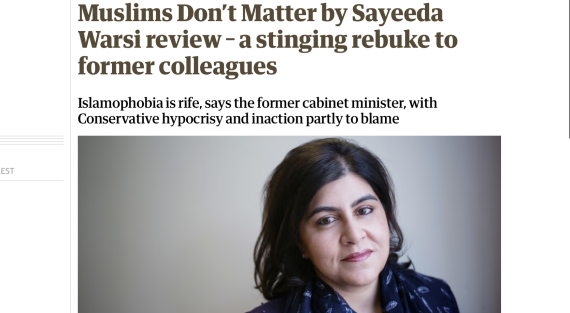 A screenshot of the review of the book "Muslims don't matter" in the Guardian.